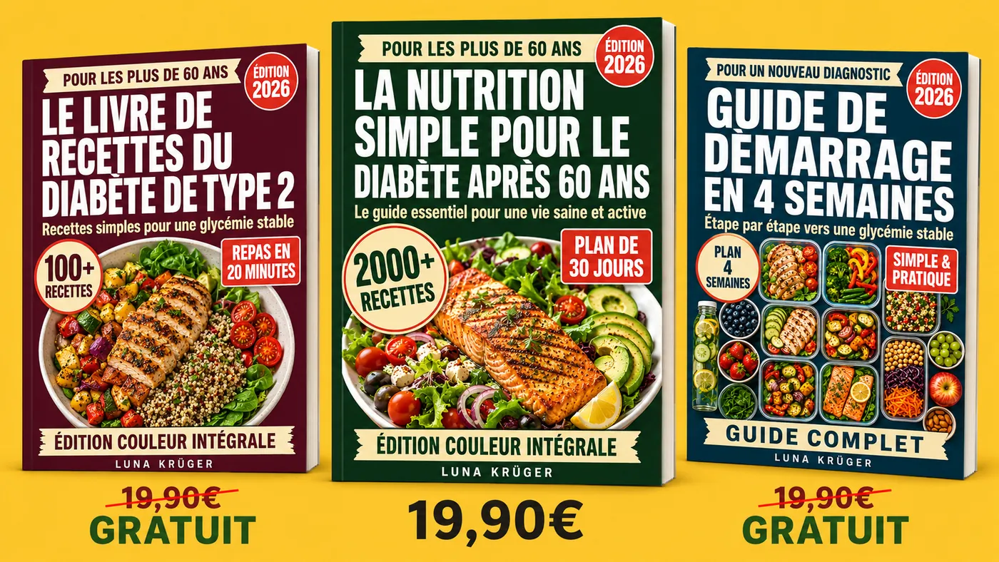 Trois e-books Vitalreich avec présentation des prix : livre principal à 19,90 euros, deux bonus offerts