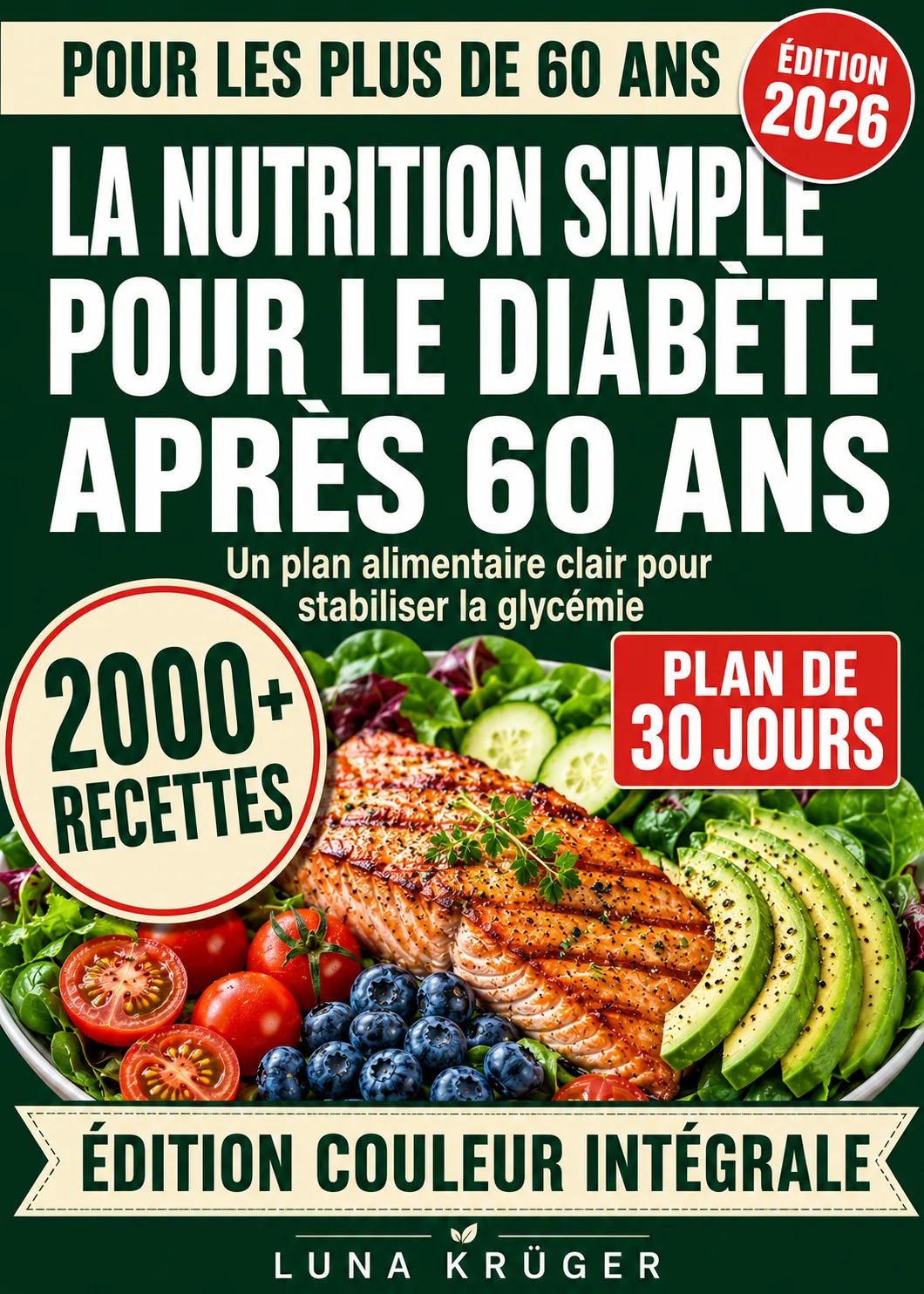 Couverture du livre principal : la nutrition simple pour le diabète après 60 ans
